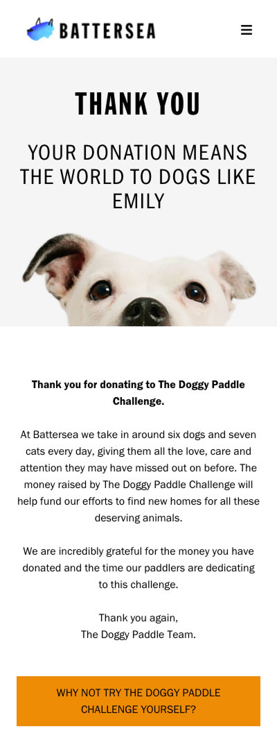 Thank you page
