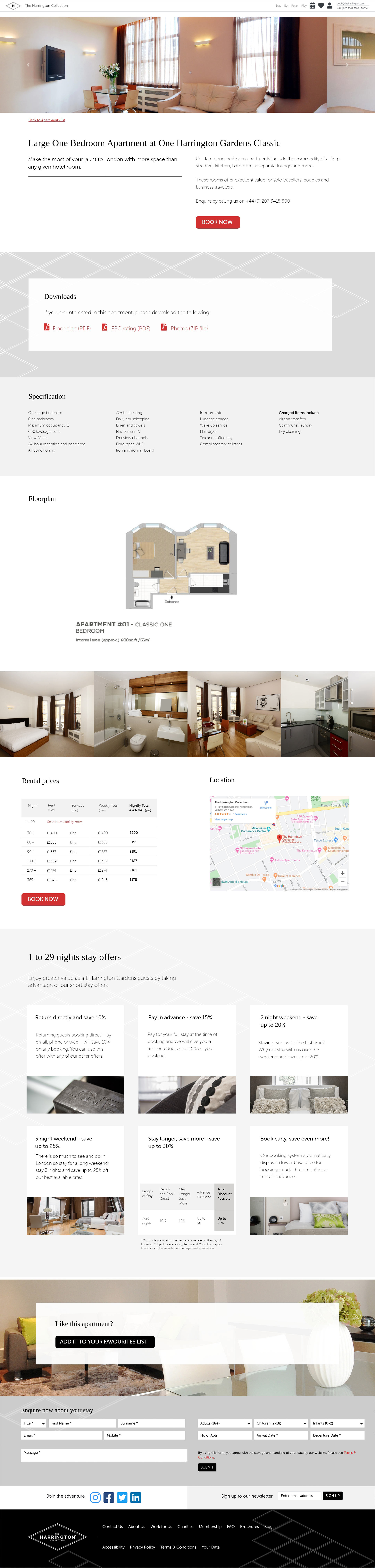 The Harrington apartment page
