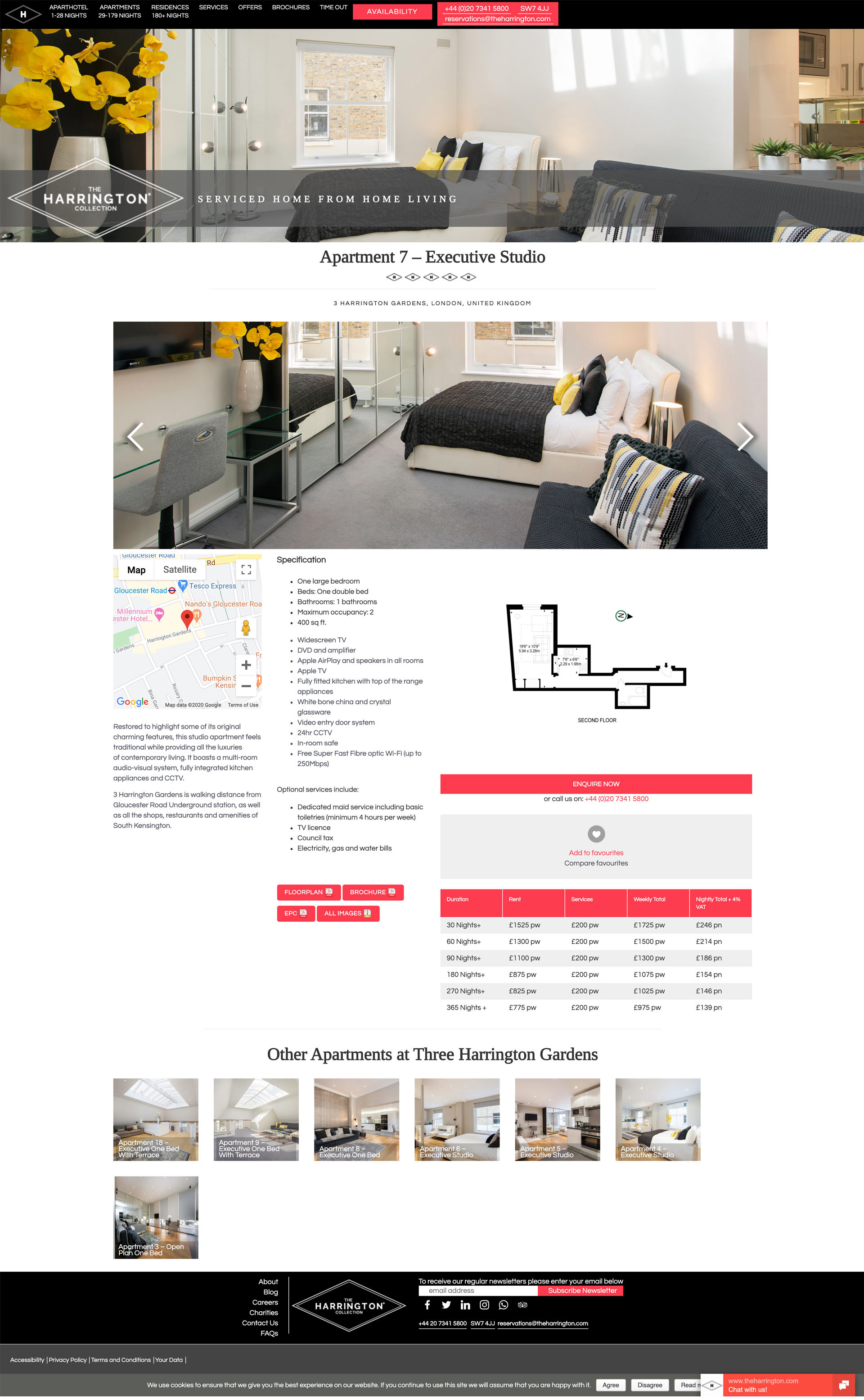 The Harrington apartment page